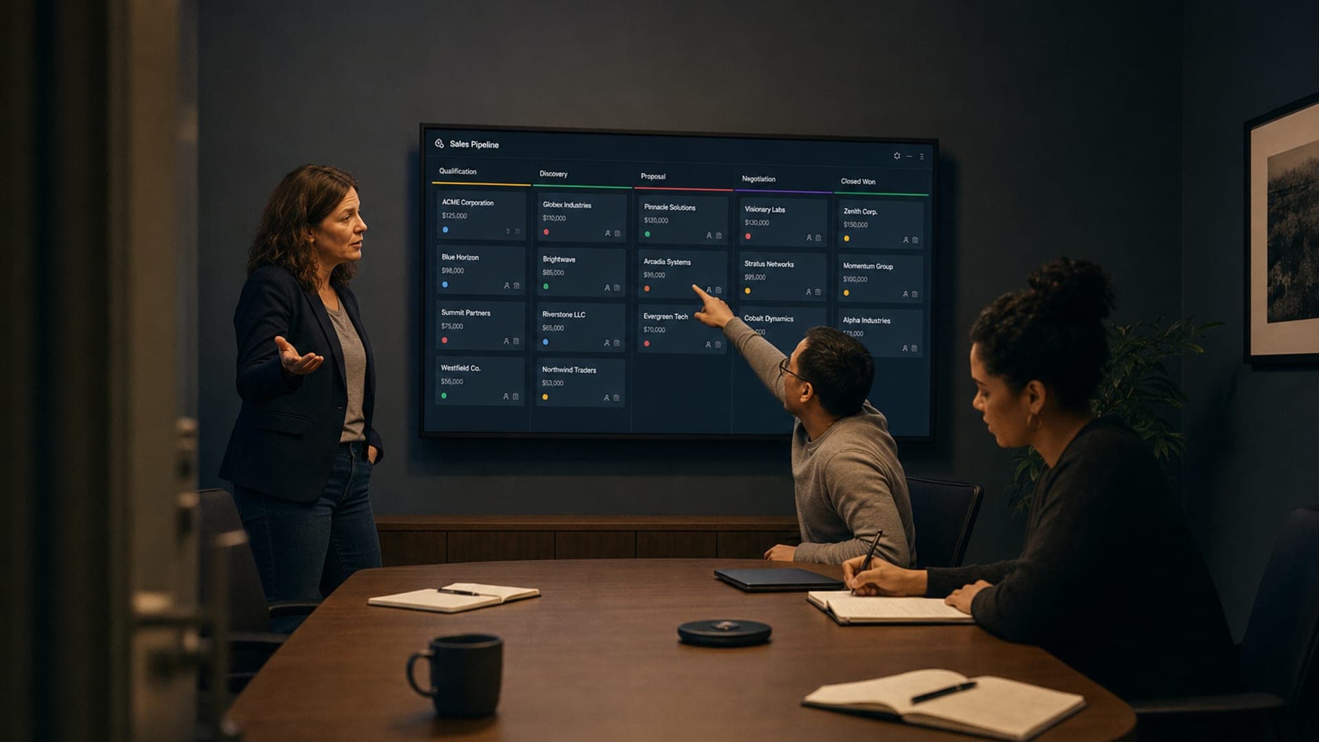 Sales leader running a pipeline review