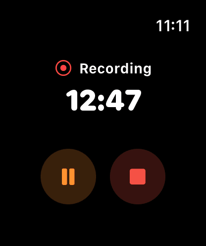 Recording timer on the Salesably Recorder Apple Watch app